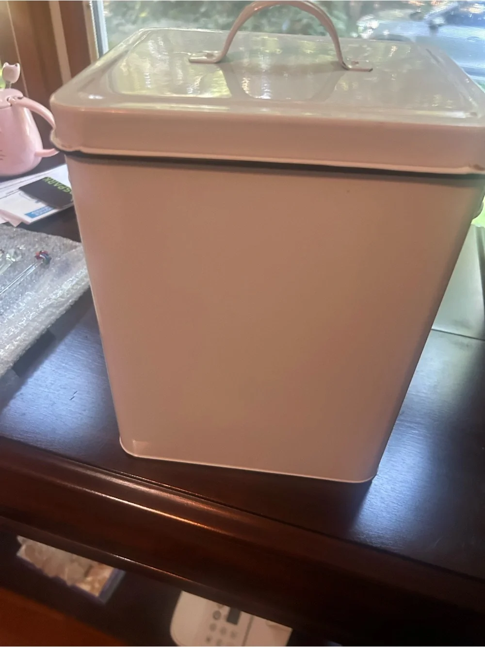 White Metal Storage Canister with Lid